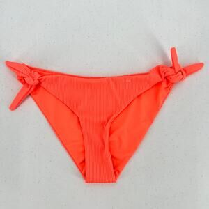 TiniBikini Womens Ribbed Bikini Swim Bottom Tangerine Orange Size S Small